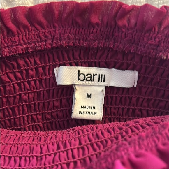 Bar III Red Smocked Tie Front Tank Top - Picture 2 of 5